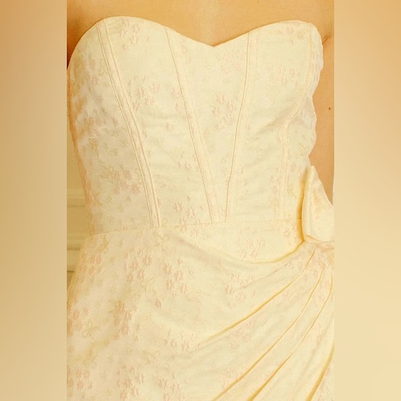 NWT Storia Floral Splotched Daisy Embossed Print Strapless Corset Mini Dress - Picture 6 of 13